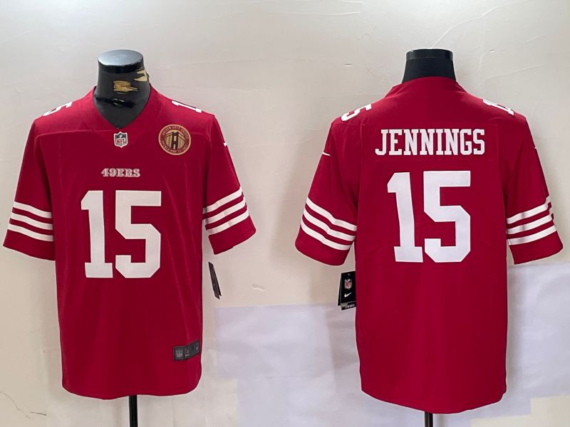 Men San Francisco 49ers #15 Jennings Red 2024 Nike Vapor Limited NFL Jersey style 1->indianapolis colts->NFL Jersey